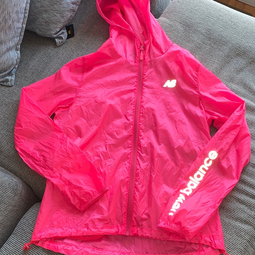 New Balance Neon Pink Reflective Hooded Windbreaker